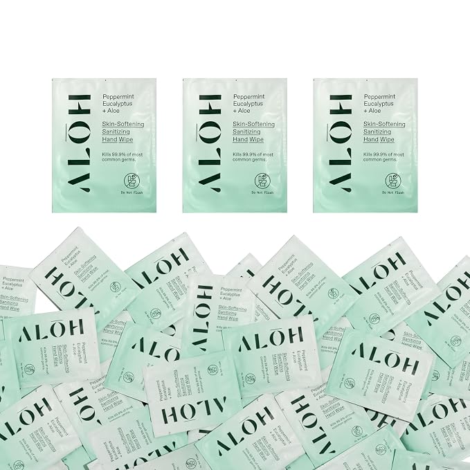 ALŌH Skin - Softening Sanitizing Hand Wipes – Peppermint Eucalyptus + Aloe - 1 by AL%C5%8CH