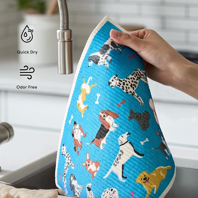 RECYCO Swedish Dishcloths for Kitchen | 4 Pack Oversized Washable Dish Rags | - Image 6