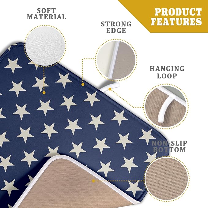 Patriotic July of 4th Blue Star Dish Drying Mat - Image 4