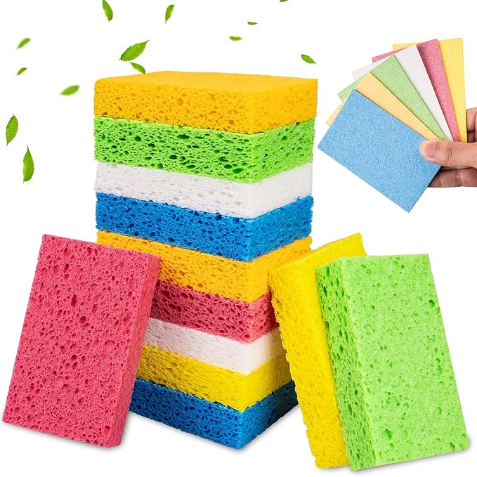 12 PCS Kitchen Sponges, Natural Compressed Cellulose Sponges, Non-Scratch by Unknown