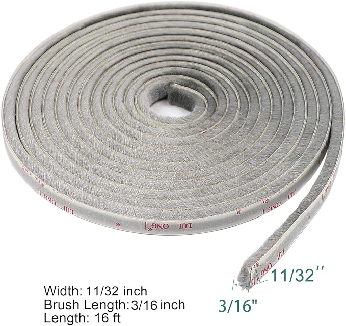 TORRAMI Felt Pile Weather Stripping 11/32 inch x 3/16 inch x 16 ft, Sliding - Image 2