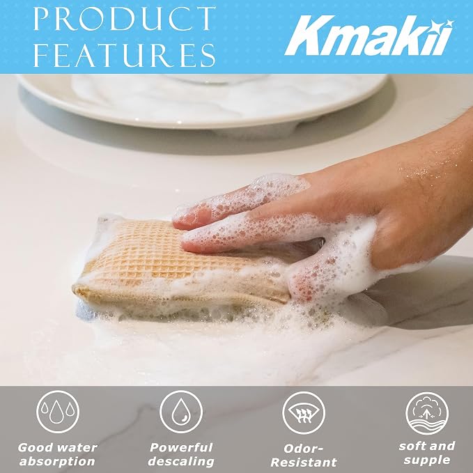 KMAKII Bamboo Kitchen Sponges, Dish Sponge, Super Absorbent Cleaning Sponges - Image 5