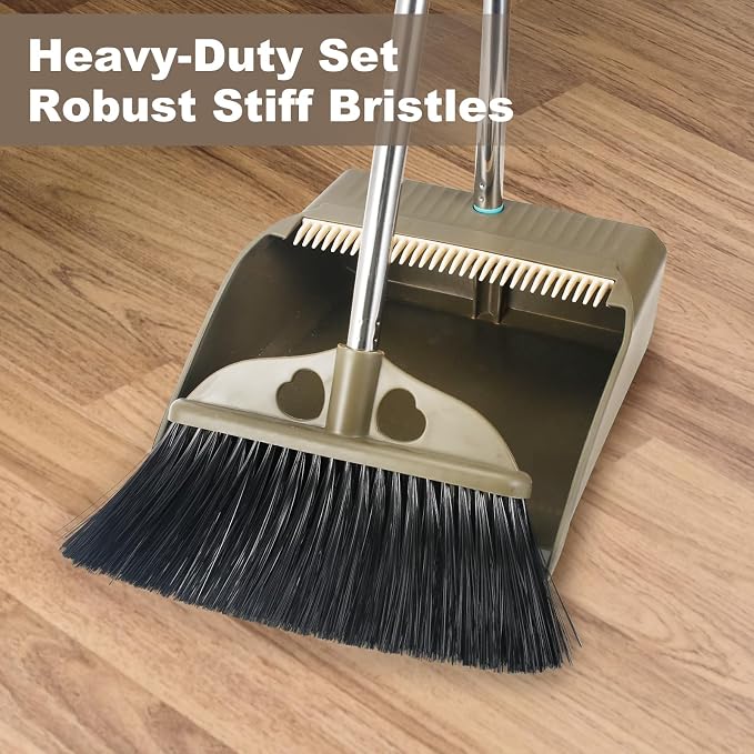 Upgrade Broom with Dustpan Combo Set, Indoor Outdoor Easy Sweeping - Image 2