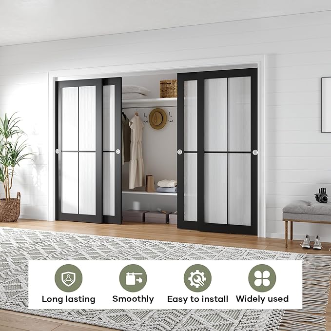 EaseLife 10FT/120in Bypass Double Sliding Pocket Door Hardware Kit, Commercial - Image 2