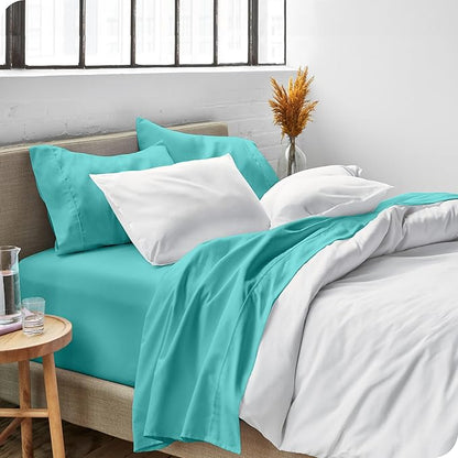 Bare Home Full XL Sheet Set - Luxury 1800 Ultra-Soft Microfiber Full Extra Long Bed Sheets - Double Brushed - Deep Pockets - Easy Fit - 4 Piece Set - Bedding Sheets & Pillowcases (Full XL, Turquoise)
