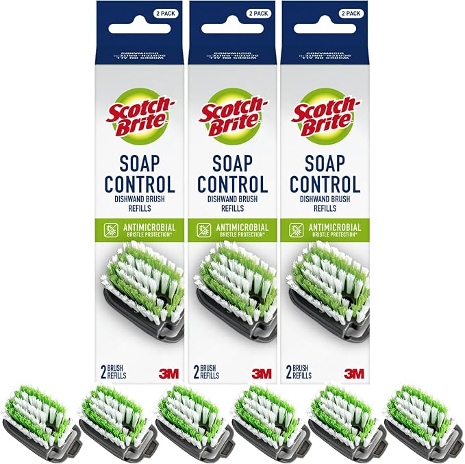 Scotch-Brite Soap Control Dishwand Brush Refills, Non-Scratch Scrub Brush Heads by Scotch-Brite