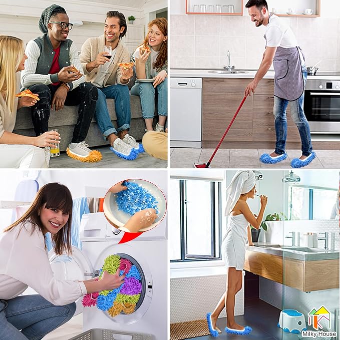 10 Pieces Microfiber Mop Slippers Shoes Cover Soft Washable Reusable Floor - Image 2
