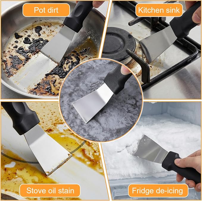 2Pcs Kitchen Stove Cleaning Brush, Bent Cooktop Scraper, Gas Stove Cleaning - Image 5