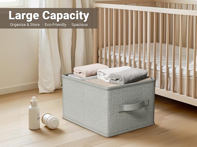 3 Pack Fabric Storage Bins for Shelves | 11.5x8.75x6.5in Closet Storage Baskets - Image 2