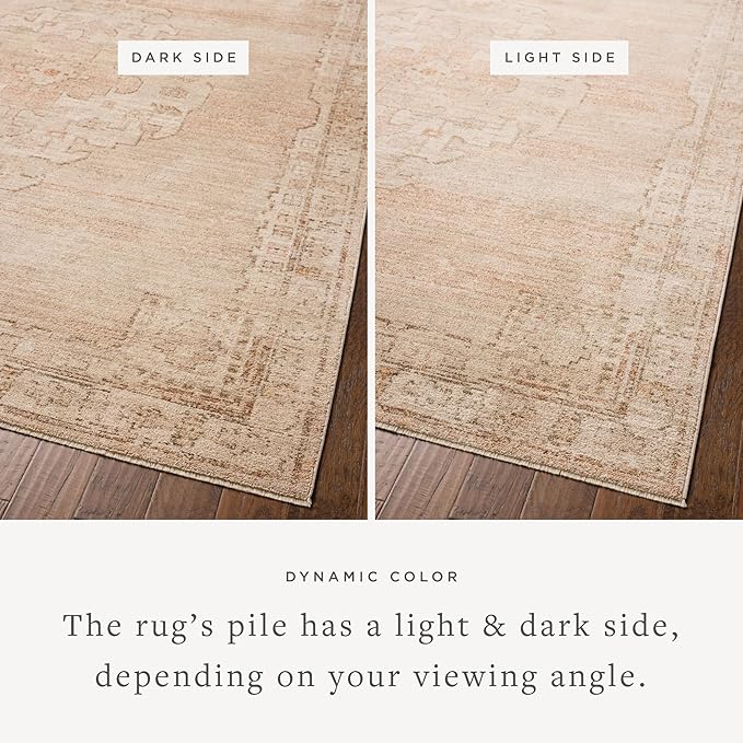 Loloi Chris Loves Julia Palma Collection PLM-02 Spice/Natural 2'-7" x 7'-6" Runner Rug Vintage Style Boho Living Room Bedroom Carpet