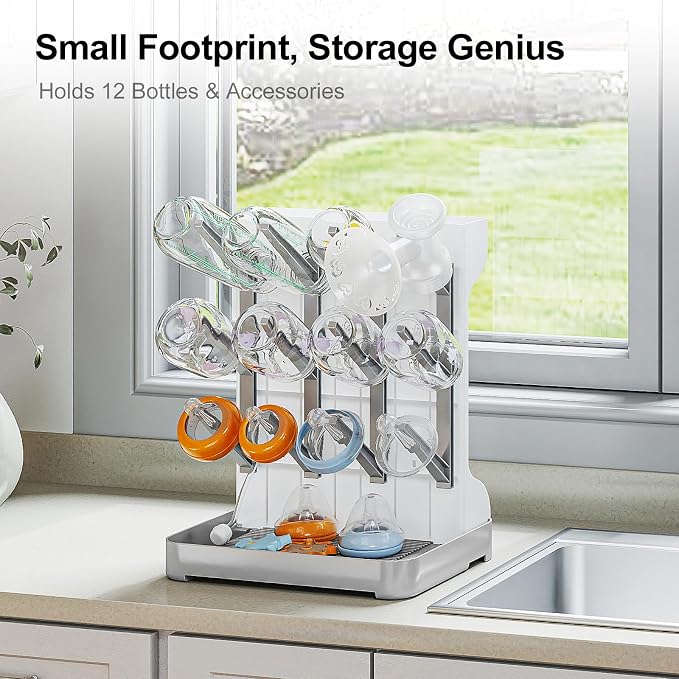 GoMaihe Baby Bottle Drying Rack: Space Saving Vertical Bottle Dryer Holder - Image 3