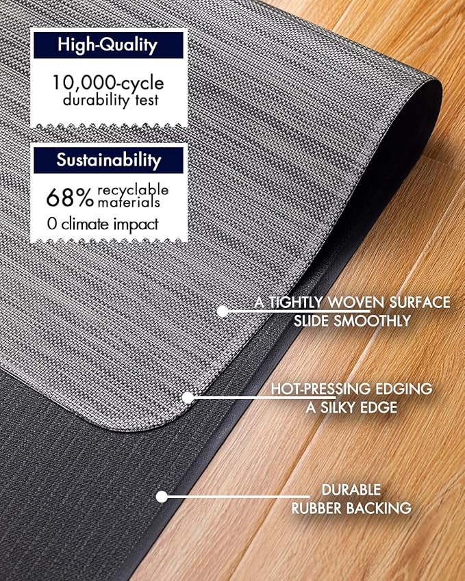 Office Chair Mat for Hardwood Floor Under Desk Computer Rolling Chair Mat for Wood/Tile Floor Non-Slip Heavy Duty Desk Rug PVC Plastic Hard Floor Protector 45"x 53" (Gray)