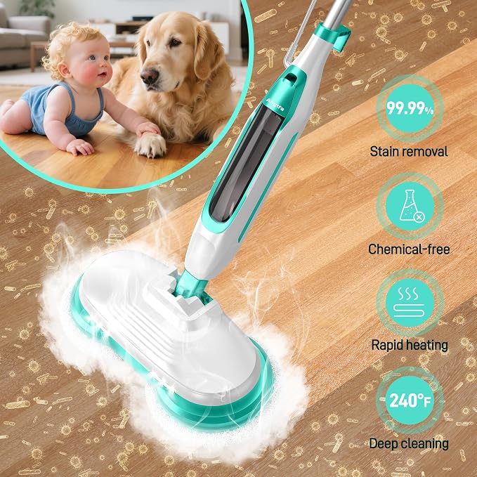 Scrubbing Steam Mop with Rotating Mop Pads, All-in-One Hard Floor Cleaner with - Image 3