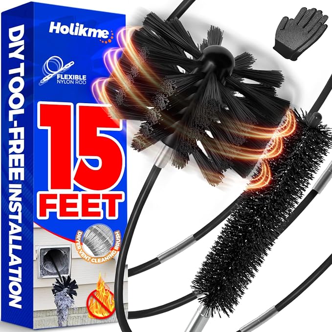 Holikme 15 Feet Dryer Vent Cleaner Kit, Lint Remover, Extends Up to 15 Feet by Holikme