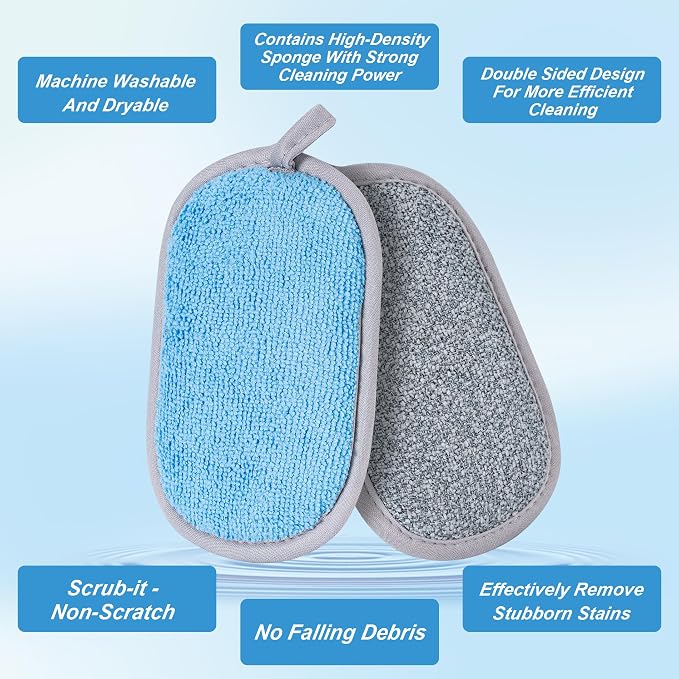 Dual-Sided Multi-Purpose Scrub Sponges, Non-Scratch Dishwashing Sponges - Image 7