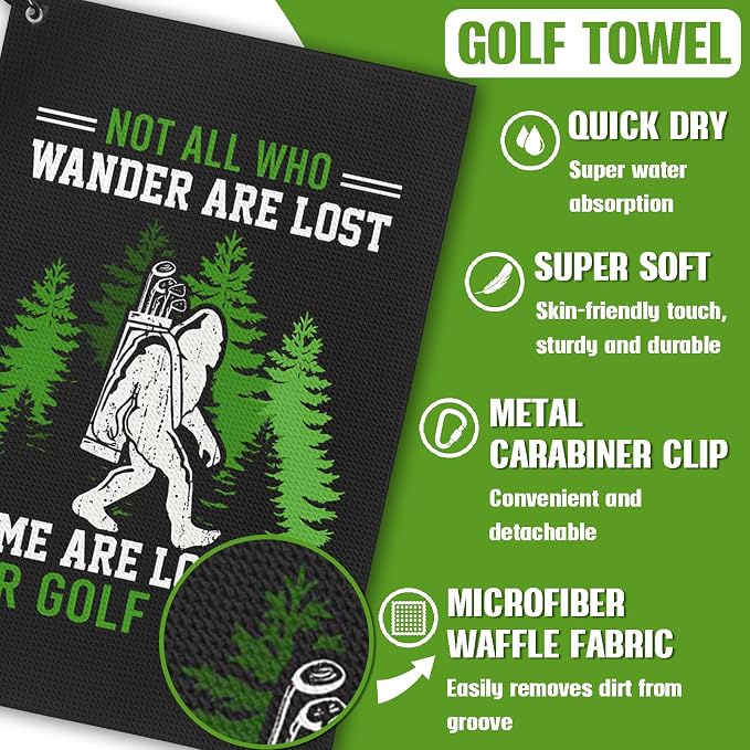 Bigfoot Golf Towel and Brush Set, Sasquatch Gifts - Image 4