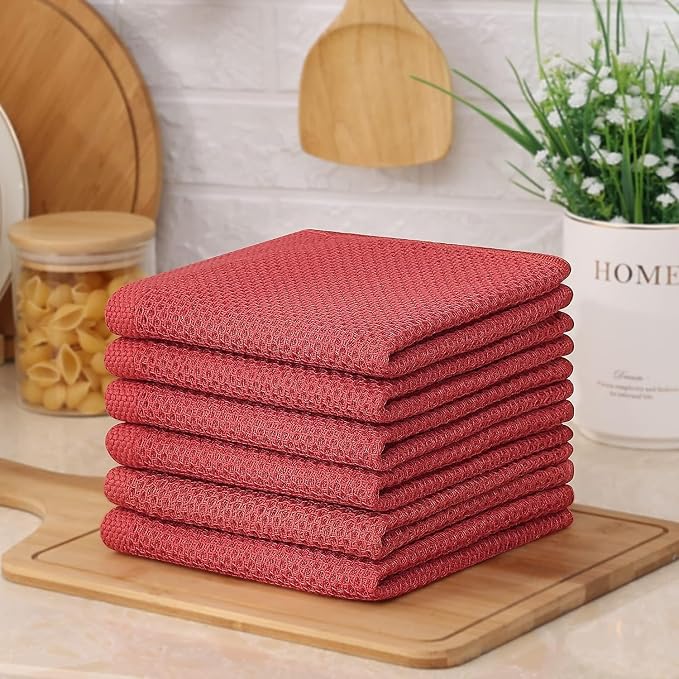 Kitinjoy 100% Cotton Kitchen Dish Cloths, 8 Pack Waffle Weave Ultra Soft - Image 7