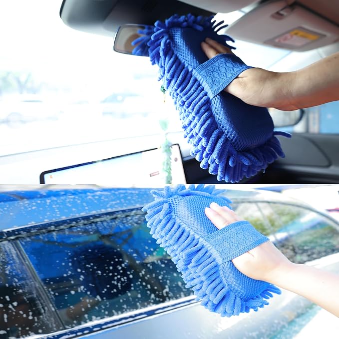 Microfiber Car Wash Sponge-Non-Scratch Wash Mitt-Two Sided Chenille Microfiber - Image 4