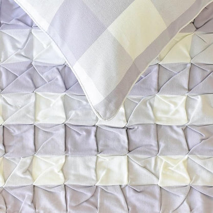 The HomeCentric King/Queen/Twin Lavender Decorative Bed Runner Full 68"x18" Bed Runner Without Pillow Cover, Checkered, Buffalo Plaid, Check Bed Scarf on Cotton Fabric - Lavender Plaid Knots