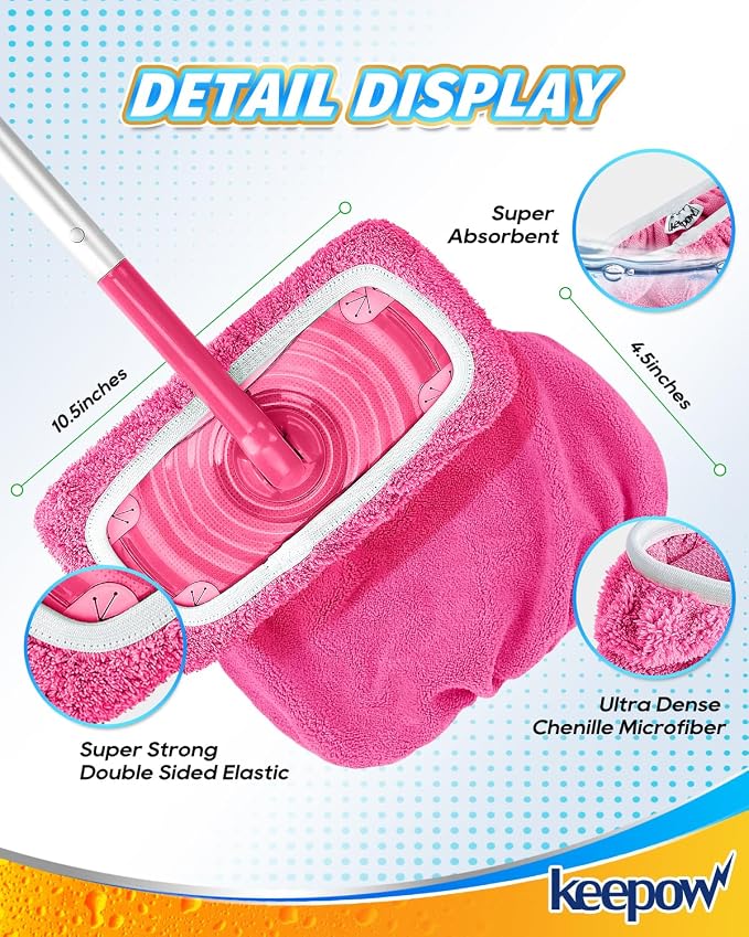 KEEPOW 6 Pack Reusable Mop Pads Compatible - Image 6