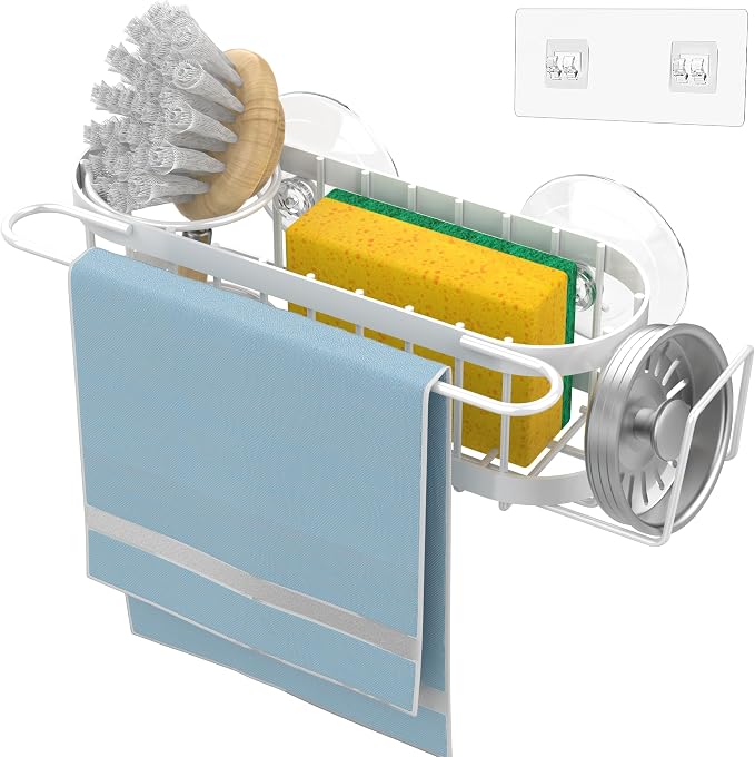 Cisily Kitchen Sink Caddy Sponge Holder in The Sink, Stainless Steel Kitchen - Image 7