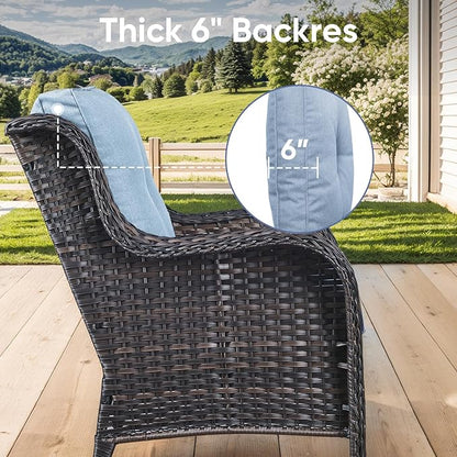 9-Piece Outdoor Patio Cushion Set - Fade & Water Resistant with Removable Olefin Cover, 22x24x4 Inch Memory Foam Cushions for Wicker Sectional Sofa – Baby Blue/Buckle