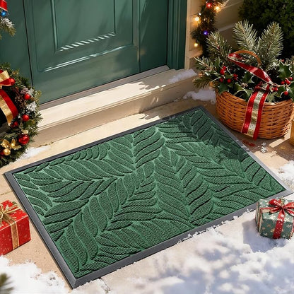 Yimobra Front Door Mat Outdoor Indoor, 29.5x17 All-Season Waterproof Door Mat Outside Entrance, All-Weather Non-Slip Outside Doormat for Garage Patio Entryway, Green