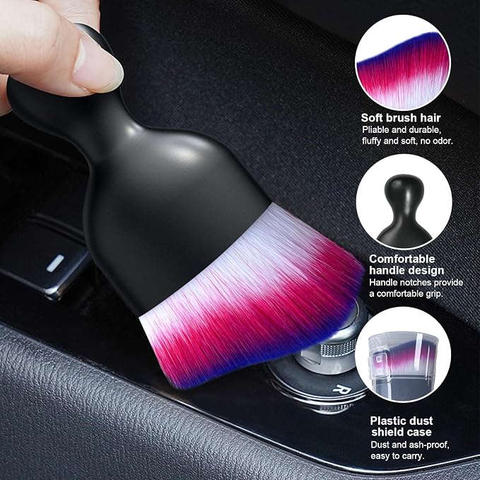 Ziciner 2 PCS Car Detailing Brush, Curved Soft Bristles Auto Removal Dust - Image 3