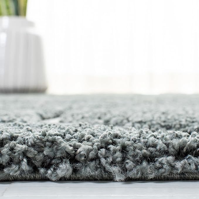 SAFAVIEH Florida Shag Collection Area Rug - 6'7" Square, Sage & Ivory, Scroll Design, Non-Shedding & Easy Care, 1.2-inch Thick Ideal for High Traffic Areas in Living Room, Bedroom (SG471-5112)