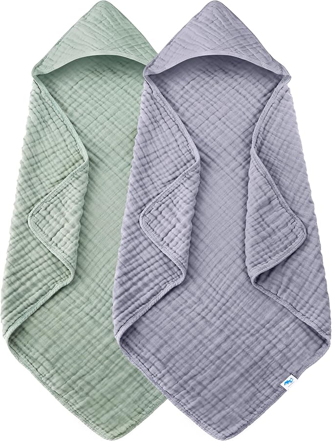 SWEET DOLPHIN Muslin Hooded Baby Bath Towels by SWEET+DOLPHIN