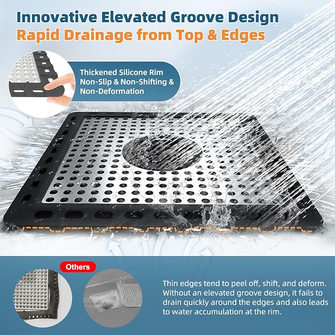 Hibbent Upgraded Shower Drain Hair Catcher, Shower Drain Cover - Image 4