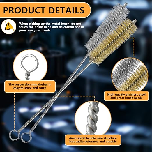 14pcs Brass Wire Brush Stainless Steel Wire Brushes Bottle Brush Set, Tube - Image 3