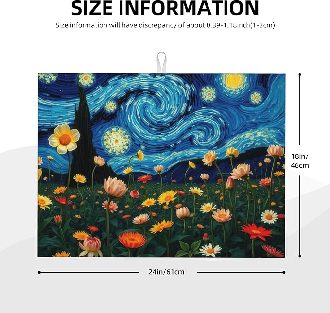 Starry Night Flowers Dish Drying Mat - Image 2