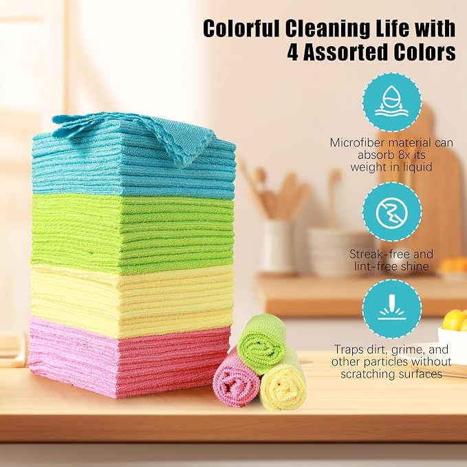 MOONQUEEN 12 Pack Microfiber Cleaning Cloth - Image 4