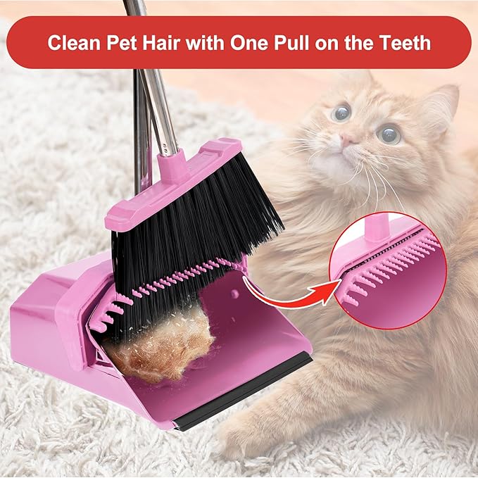 Broom with Dustpan Combo Set, Brooms and Dust Pan with Handle, Brooms with - Image 4