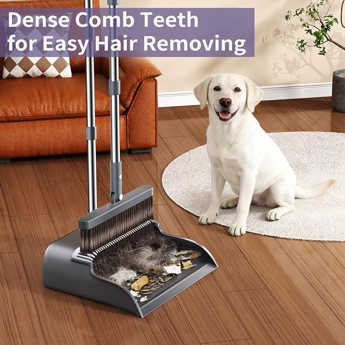 Broom and Dustpan Set, 51.6" Long Handle Broom - Image 3