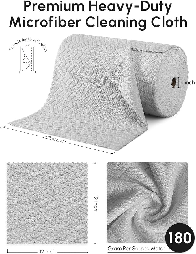 Microfiber Cleaning Cloths Roll, 75 Pack Tear Away Microfiber Towels Roll - Image 3