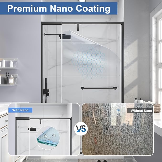 Semi Frameless Pivot Shower Door 36-42" W x 72" H, Swing Shower Glass Doors - Image 2
