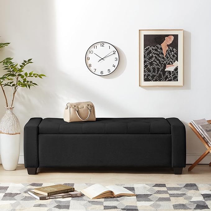 48" Ottoman with Storage, Upholstered Entryway Bench with Seating - Image 4
