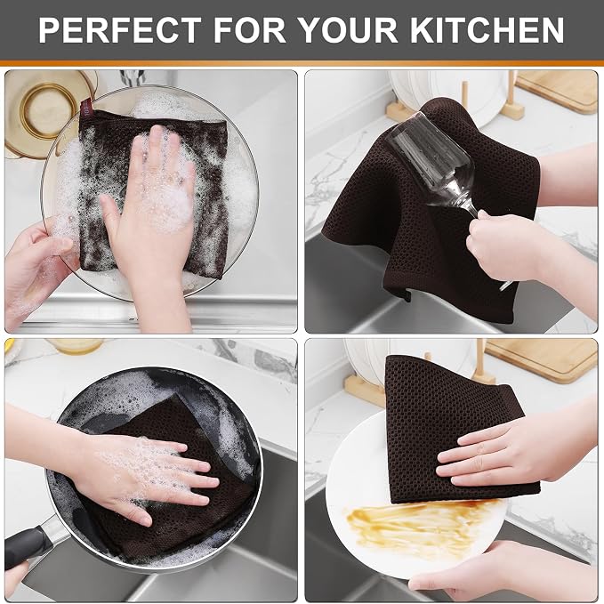 Kitinjoy 100% Cotton Kitchen Dish Cloths, 8 Pack Waffle Weave Ultra Soft - Image 4