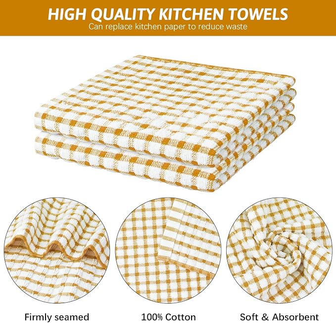 Nialnant 8 Pcs Kitchen Dish Rags, 100% Cotton Kitchen Towels Soft Absorbent - Image 3