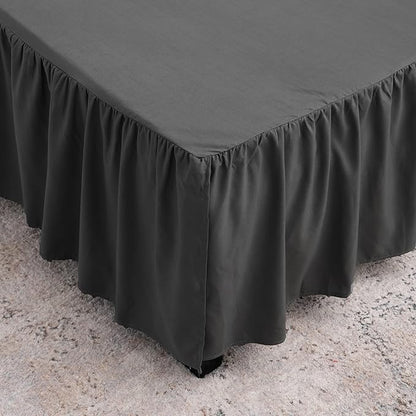 Black Bed Skirt Queen Size Ruffled Bed Skirt with Split Corners, Queen Bed Skirt 18 Inch Drop, TSUTOMI Queen Size Bed Skirt Black for Ruffled Bed Skirt with Split Corners, Bed Skirt Queen Size
