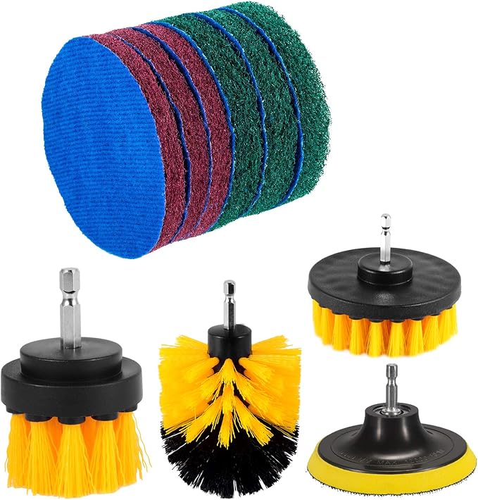 Kichwit 4 Inch Drill Power Brush Tile Scrubber Scouring Pads Cleaning Kit - Image 2