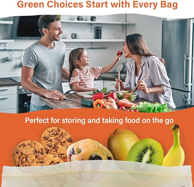 Compostable Food Storage Bags 110 Count, Extra Thick and Reusable, Eco-Friendly - Image 6