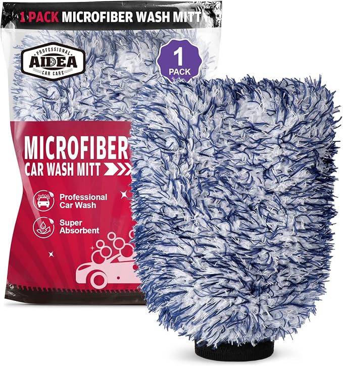 AIDEA Car Wash Mitt Microfiber, 1PK Scratch Free Lint-Free, Wheel Cleaner Mitts by AIDEAHOME
