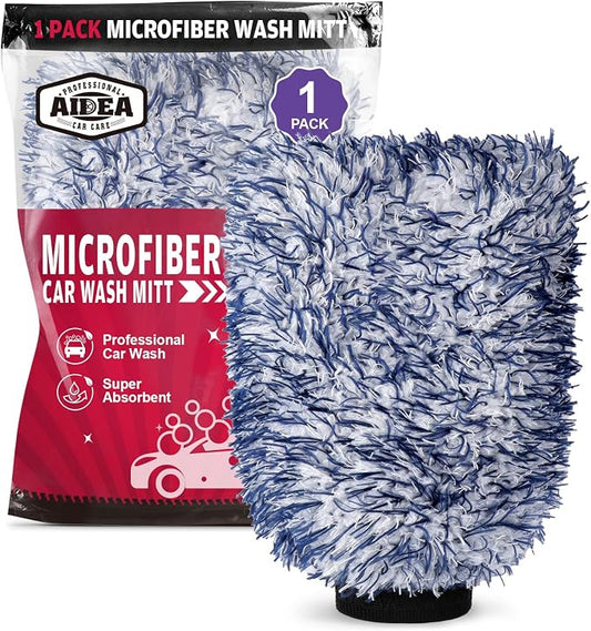 AIDEA Car Wash Mitt Microfiber, 1PK Scratch Free Lint-Free, Wheel Cleaner Mitts by AIDEAHOME