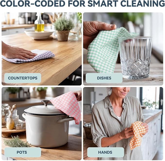 Egles 16 Packs Kitchen Dishcloths 12x12 Inches 100% Cotton Kitchen Dish Cloths - Image 6