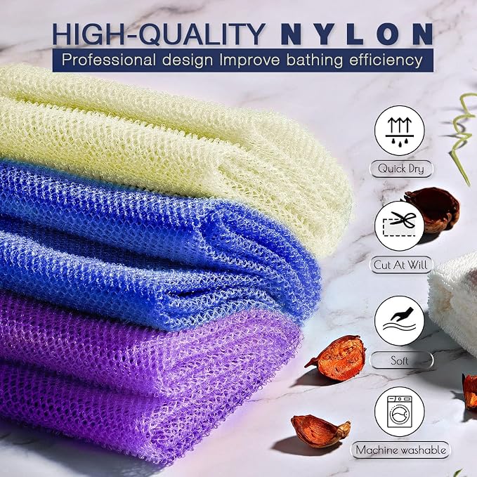 UJFQBH 3 Pieces African Bath Sponge African Net Long Net Bath Sponge - Image 4