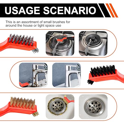 Wire Brush Set, Stainless Steel/Brass/Nylon Brushes, Small Wire Brush - Image 4