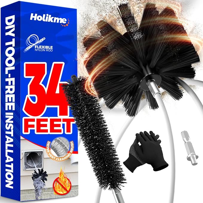 Holikme 34 Feet Dryer Vent Cleaner Kit, Flexible Lint Brush by Holikme